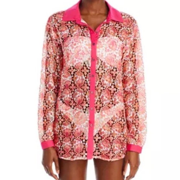 NWT Ramy Brook Women’s Gary Lace Swim Cover-up Shirt - Picture 1 of 14